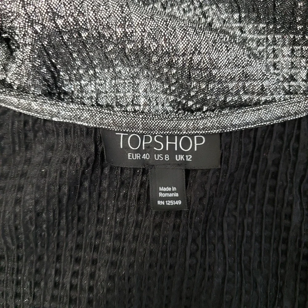 Topshop Silver Metallic Wrap Skater Dress Size US 8 EUR 40 UK 12 Long Sleeve